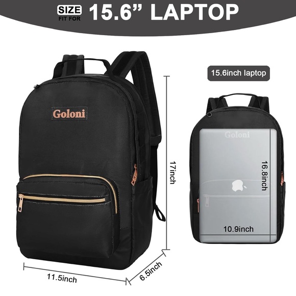 15.6 Inch Laptop Backpack* Waterproof *Stylish Black * Brand New with tags * - Picture 5 of 6